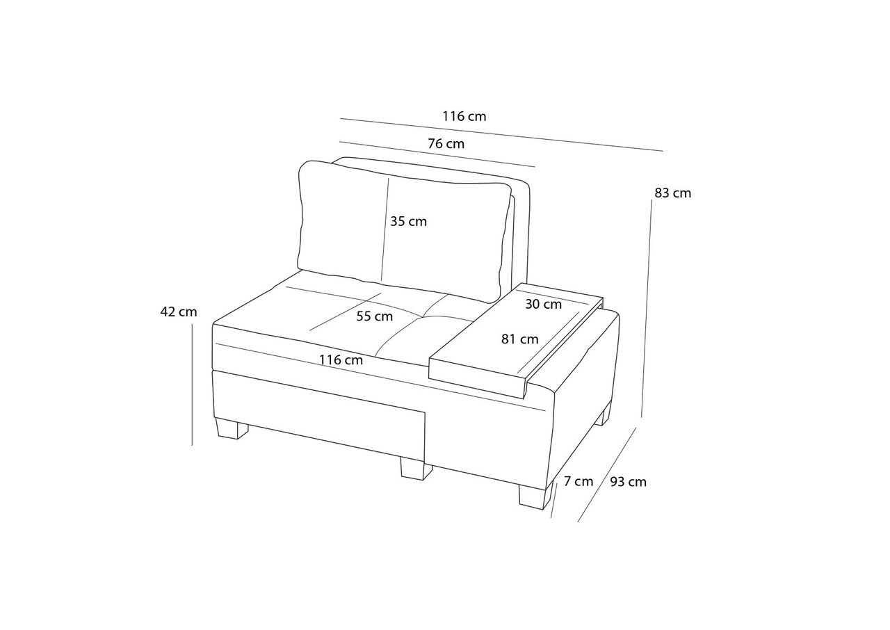 Fotoliu extensibil, Atelier del Sofa, 613LFS1136, Crem — imaginea 6