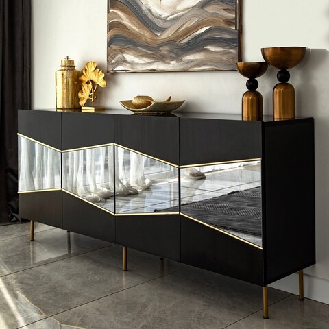 Consola, Neostill, Nice, 180x80x40 cm, PAL, Negru / Fume
