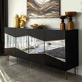 Consola, Neostill, Nice, 180x80x40 cm, PAL, Negru / Fume