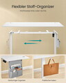Birou electric cu inaltime reglabila, Songmics, 160x70x72-120 cm, functie de memorare a 4 inaltimi, alb cloud