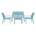Set mobilier pentru gradina/terasa, Kavala, 4 piese, albastru