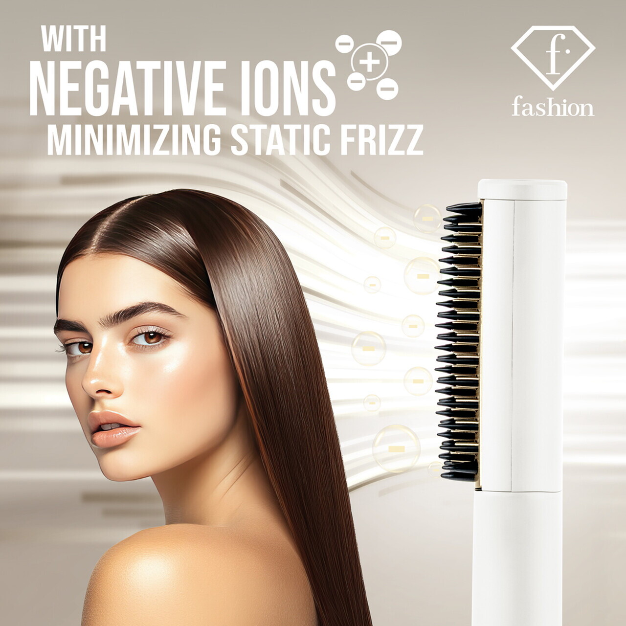 Mini pieptene pentru indreptat parul Fashion TV, Matte Cream-Gold, 180°C, invelis ceramic, crem - imagine 9