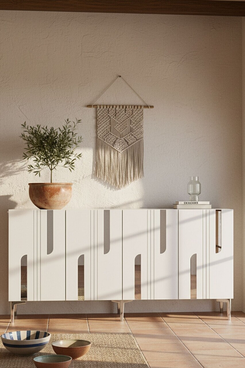 Consola, Hanah Home, Nota 150, 150x75x32 cm, Alb / Argintiu — imaginea 2