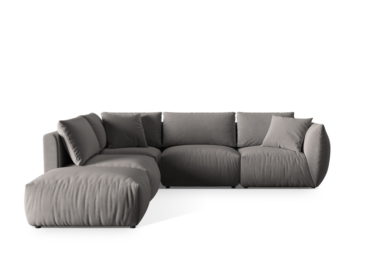 Coltar modular stanga 4 locuri, Chris-184, Micadoni Home, 295x290x80 cm, catifea, gri Colțare 2