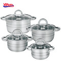 Set de gatit 8 piese, Medina, Vanora Home, 1.8 L / 2.5 L / 4.5 L / 6 L, inox, argintiu