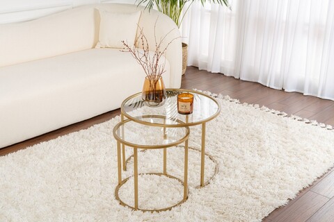 Set masuta de cafea, Nordure, Aurum, Auriu / Transparent