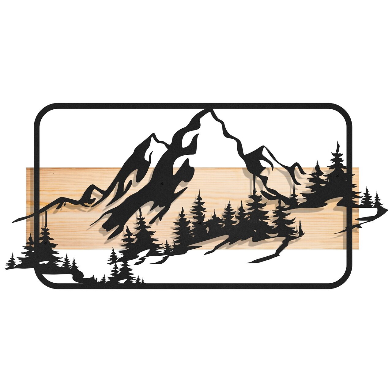 Decoratiune de perete, Alpina, Cadru: Lemn (Grosime: 2 cm), Natural/Negru — imaginea 7