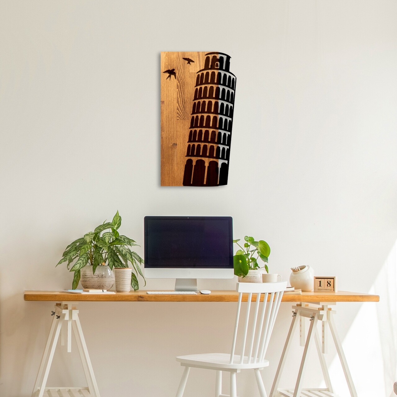 Decoratiune de perete, Pisa Tower, Lățime: 32 cm, Nuc / Negru - view 2