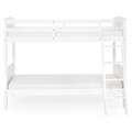 Set 2 paturi suprapuse 98x190 cm cu somiere incluse, Avatar,  L.202 l.106 H.156, lemn masiv de plop/mdf, alb