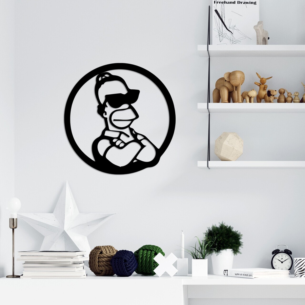 Decoratiune de perete, Sımpson 3, Dimensiune: 33 x 33 cm, Negru — imaginea 2