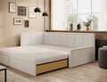 Canapea extensibila brat stanga 3 locuri, ELTAP, Fulgeo, 214x82x77 cm, lemn/catifea din poliester, alb