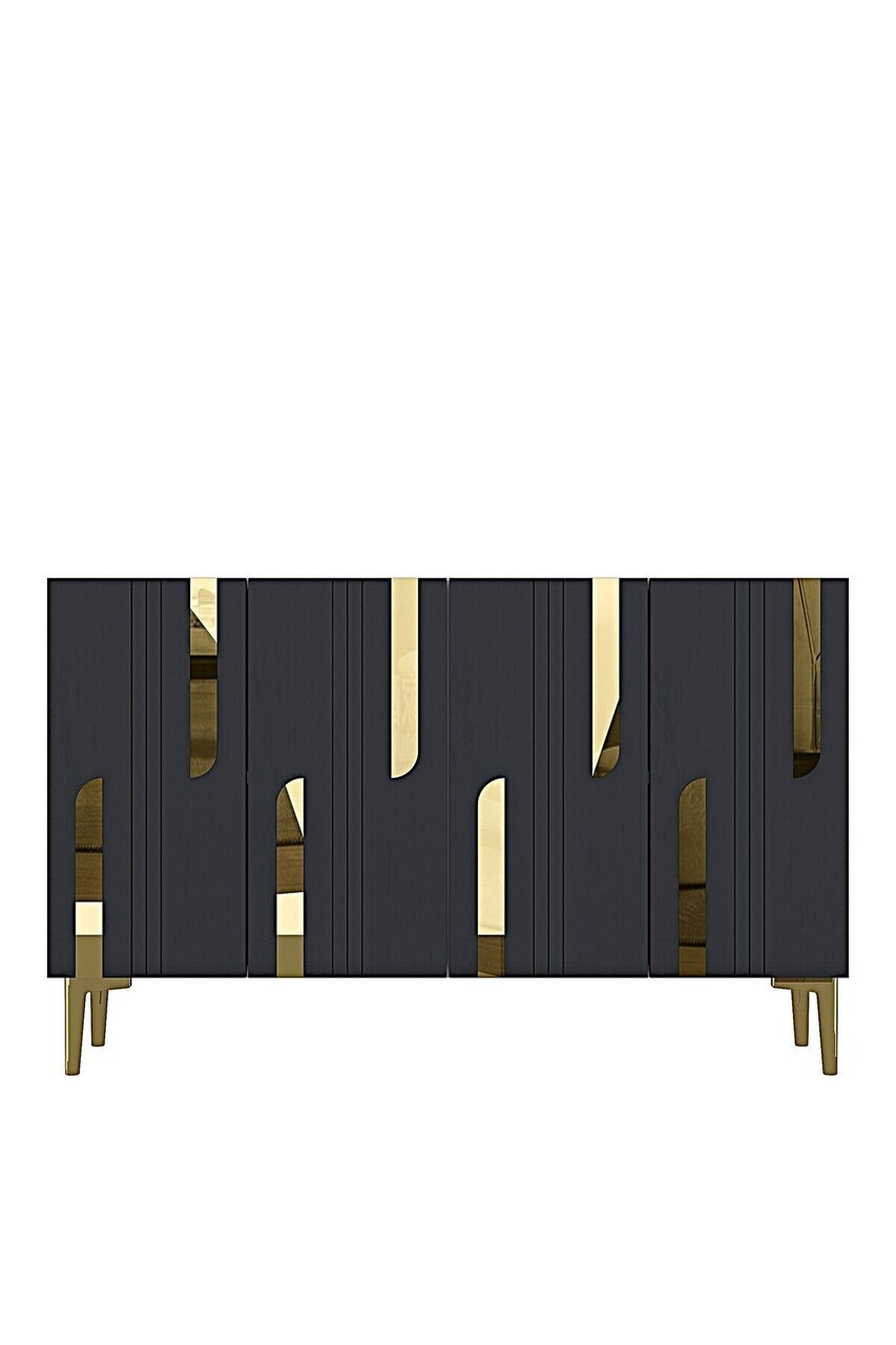 Consola, Hanah Home, Nota 120, 120x75x32 cm, Antracit / Aur — imaginea 5