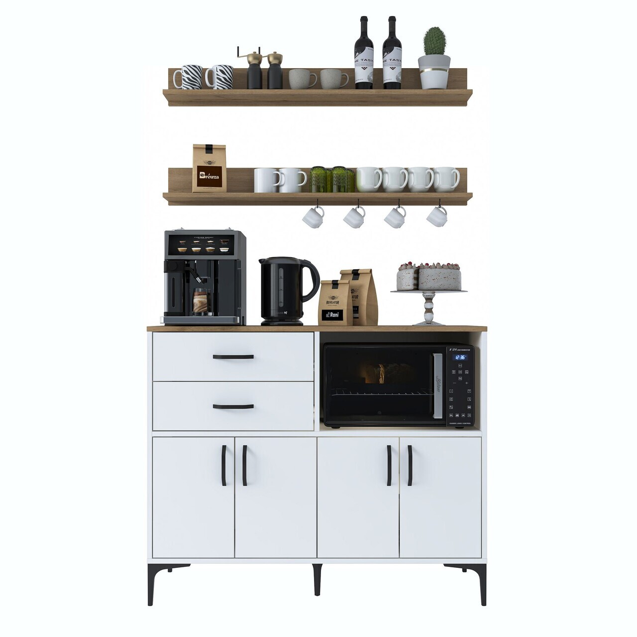 Dulap multifunctional, Hanah Home, JE235, PAL melaminat, Alb/Maro - view 10