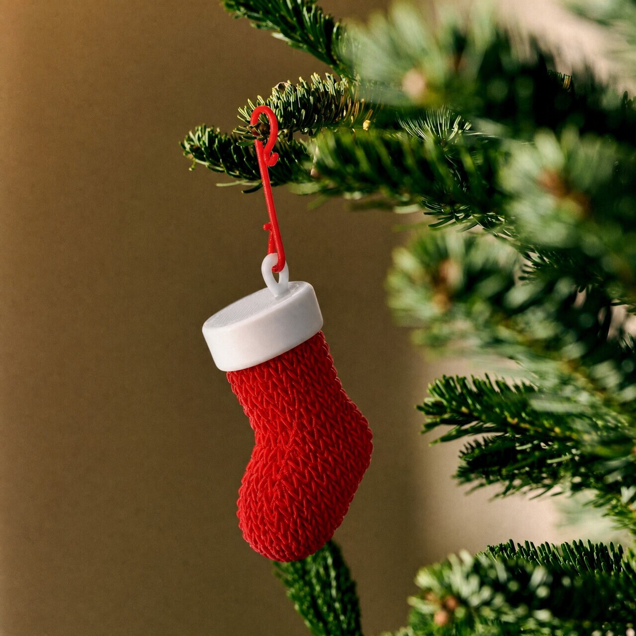 Ornament de brad de Crăciun, Stockings, 6x3x9 cm, Rosu/Alb — imaginea 3