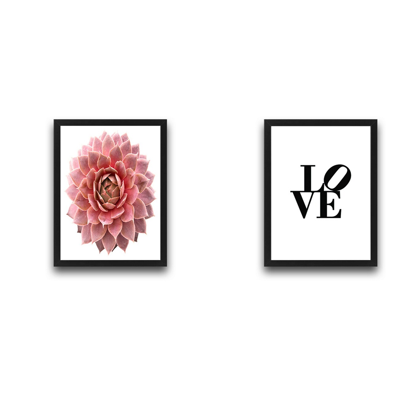 Set 2 tablouri decorative, Love Pink Flower Set, PAL, Hartie, Multicolor - 1 | YEO