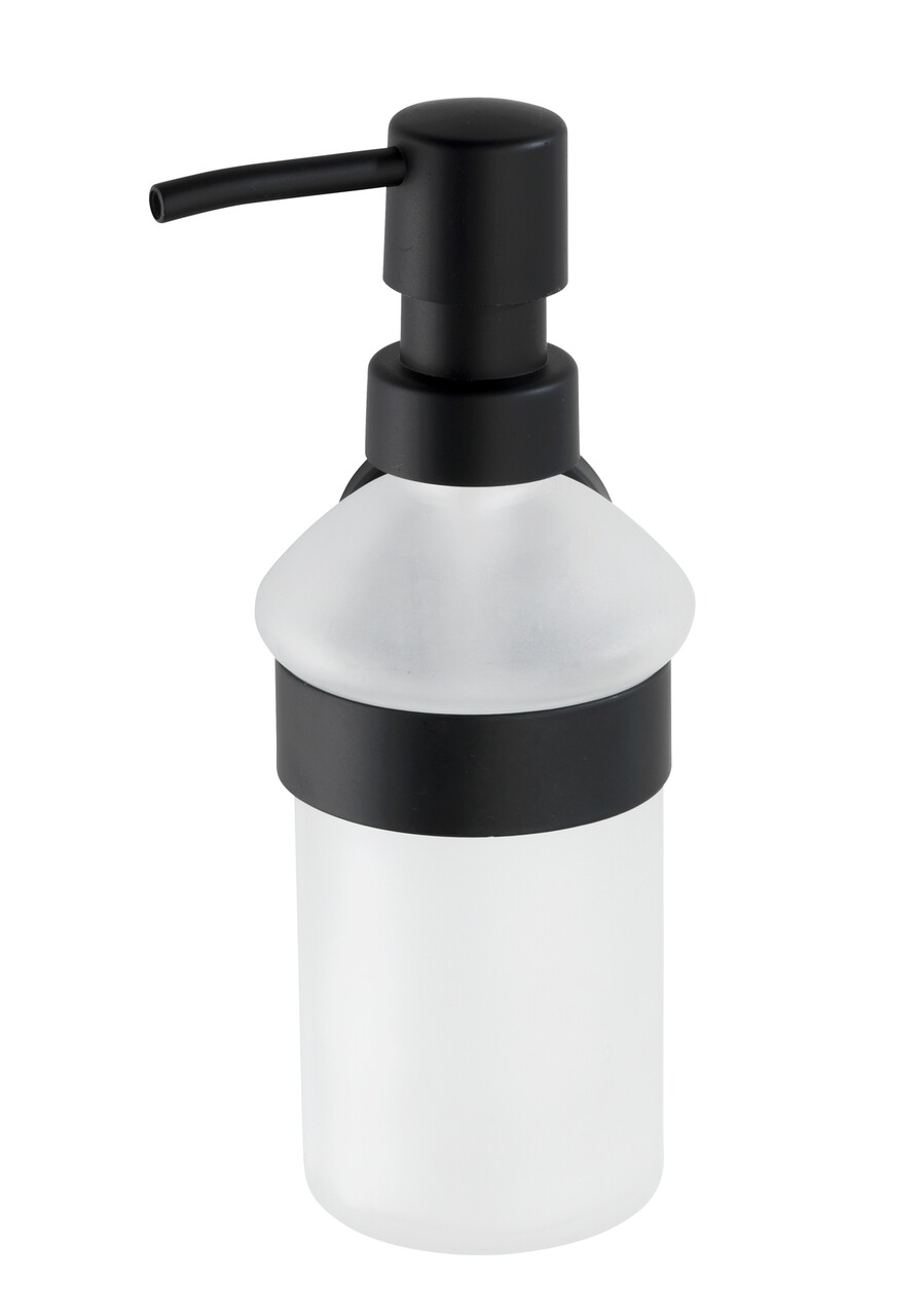 Dozator sapun lichid cu suport de prindere Bosio, Wenko Power-Loc®, 200 ml, inox/sticla, alb/negru - 2 | YEO