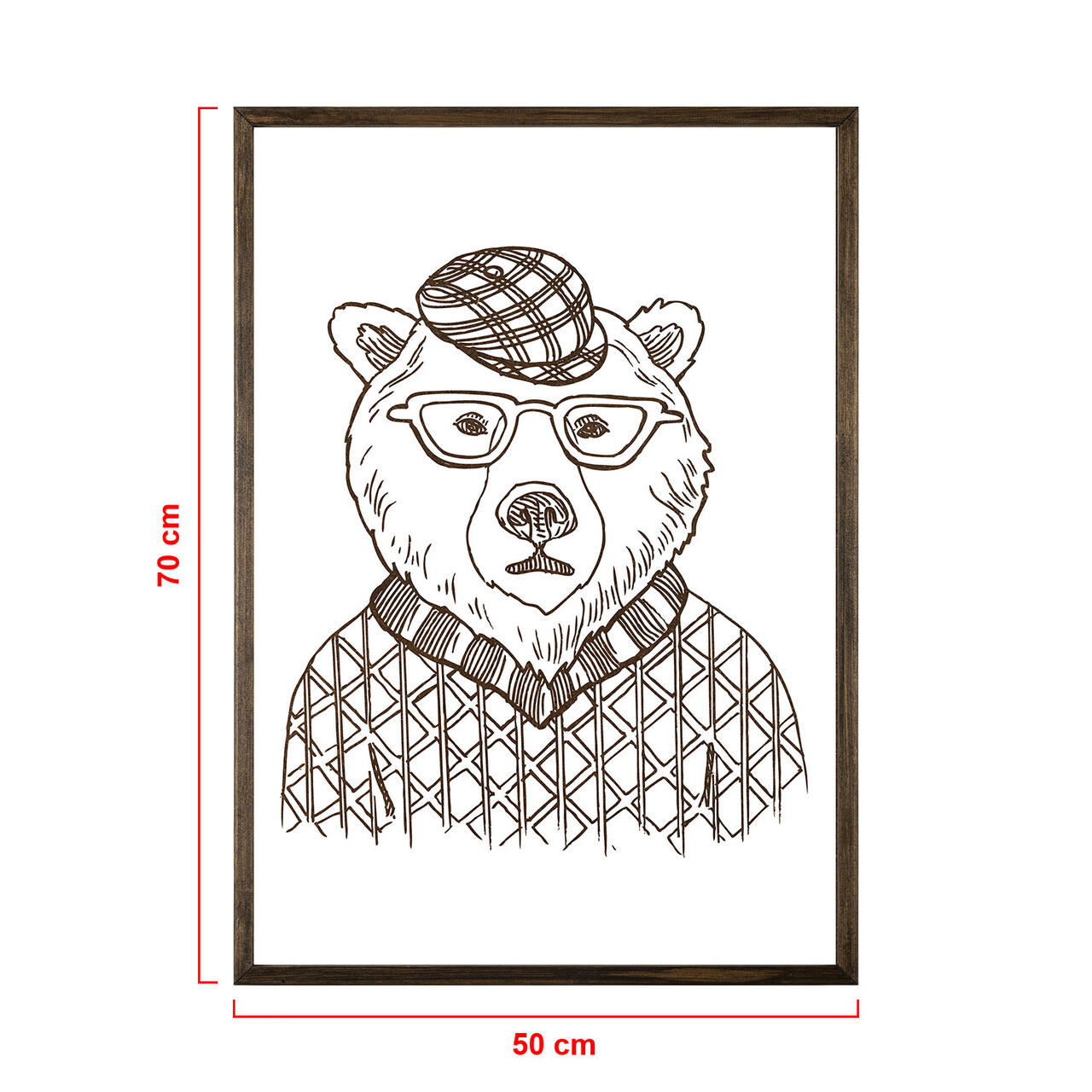 Tablou decorativ, TD148, Lemn, Desenat manual, Natural