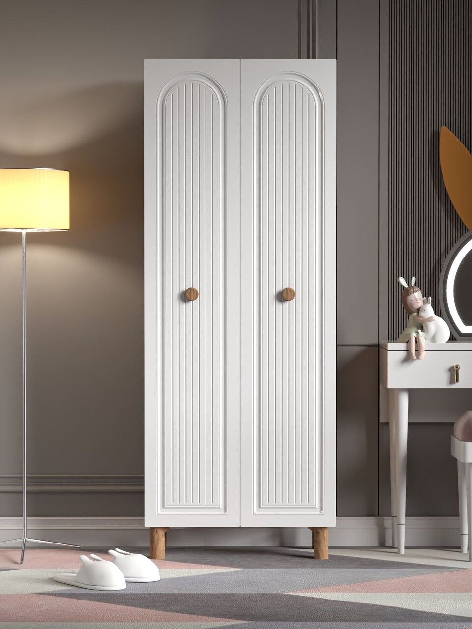 Dulap multifunctional, Hanah Home, Vionne, 70x185x35 cm, PAL, Pin Atlantic / Alb - view 2