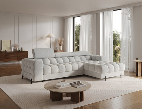 Coltar extensibil dreapta 3 locuri ELTAP, RT-03ROY, Felro, 285x181x93 cm, lemn/poliester, gri deschis