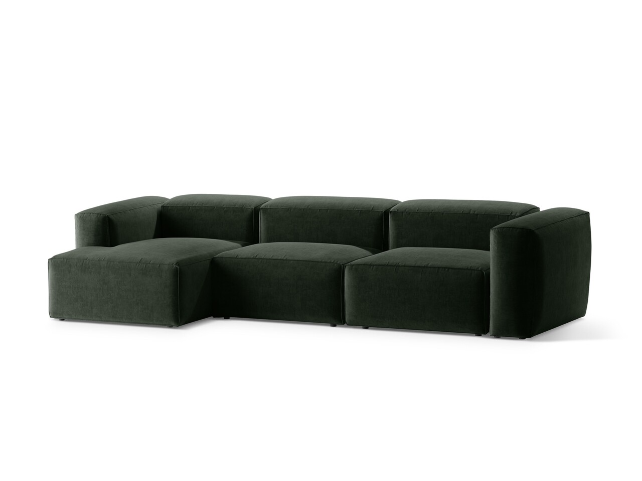 Coltar stanga 4 locuri, Bergamo, Cosmopolitan Design, 344x152x70 cm, tesatura structurata, verde muschi - 1 | YEO