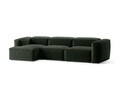 Coltar stanga 4 locuri, Bergamo, Cosmopolitan Design, 344x152x70 cm, tesatura structurata, verde muschi