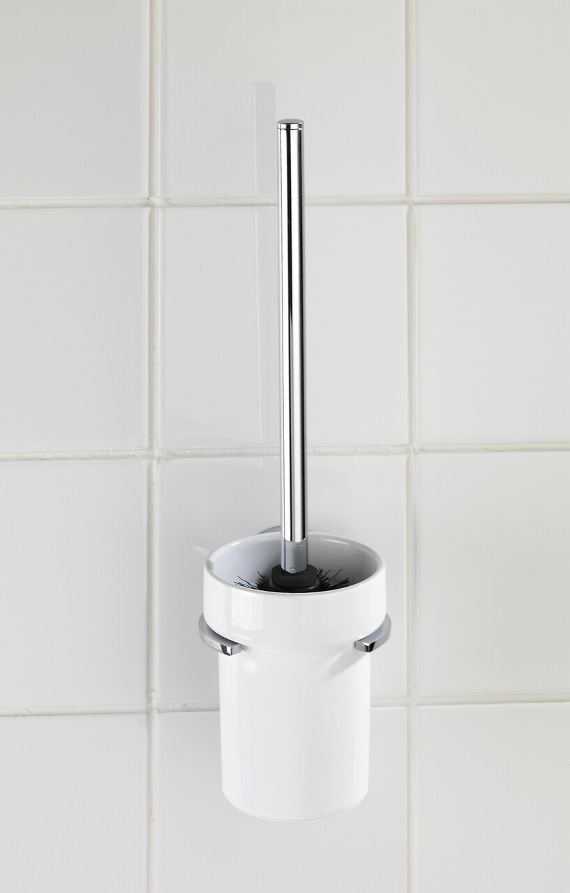 Perie pentru toaleta cu suport autoadeziv, Wenko, Capri Vacuum-Loc®, 11 x 37 x 14.5 cm, metal/ceramica - 1 | YEO