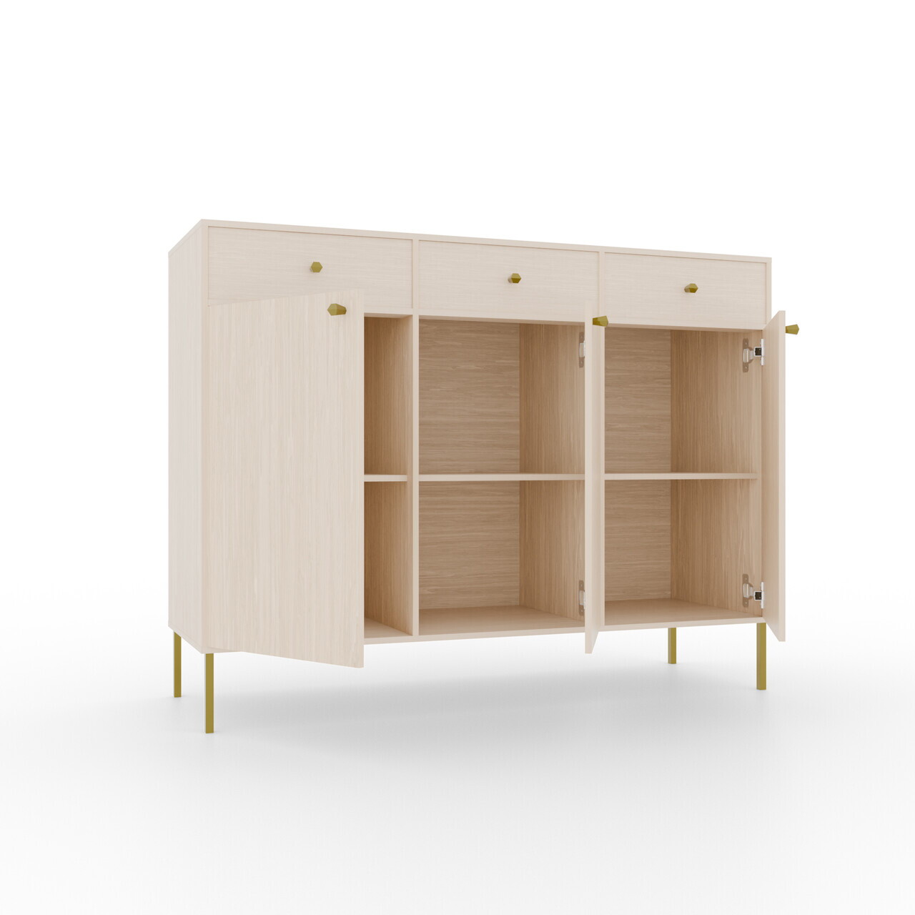Comoda ADRK, Tili 3D 3S, 124.5x40.8x95 cm, PAL laminat, bej — imaginea 3