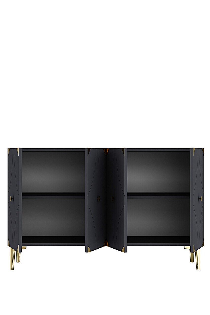Consola, Hanah Home, Alfa 120, 120x75x32 cm, PAL, Antracit / Aur — imaginea 6