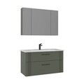 Set Dulap de Baie cu Chiuvetă și Oglindă (2 Piese), Hanah Home, Bari 100 v2, Verde Mat