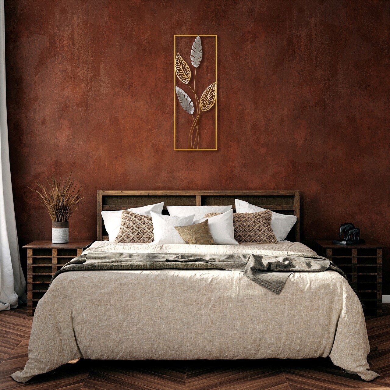 Decoratiune de perete, Timeyi, Metal, Dimensiune: 32 x 90 x 5 cm, Multicolor - 2 | YEO