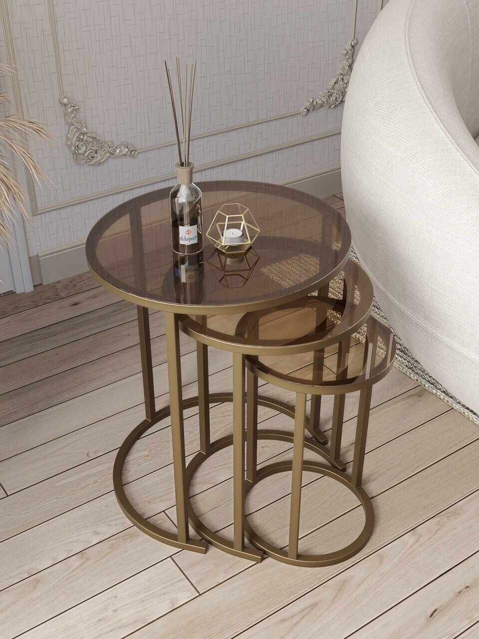 Set masute 3 piese, Hanah Home, Milas 3, Antic / Bronz — imaginea 2