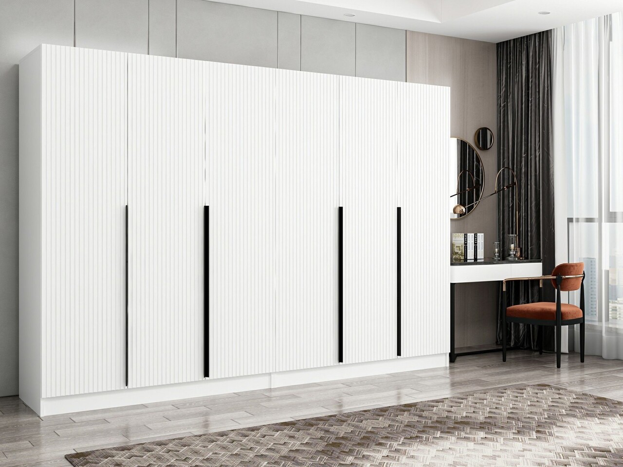 Dulap pentru haine, Minerva, Kale Plus, 270x210x52 cm, PAL, Alb - 1 | YEO