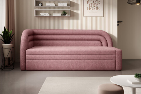 Canapea extensibila brat stanga 3 locuri, ELTAP, Fabillo, 223x86x80 cm, lemn/poliester, roz