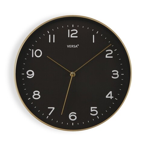 Ceas de perete Leslie Golden, Versa, 30.5 cm, plastic, negru/auriu 30.5