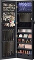 Cabinet pentru bijuterii cu oglinda si fixare usa/perete Songmics, 36.7 x 10 x 120 cm, PAL, negru