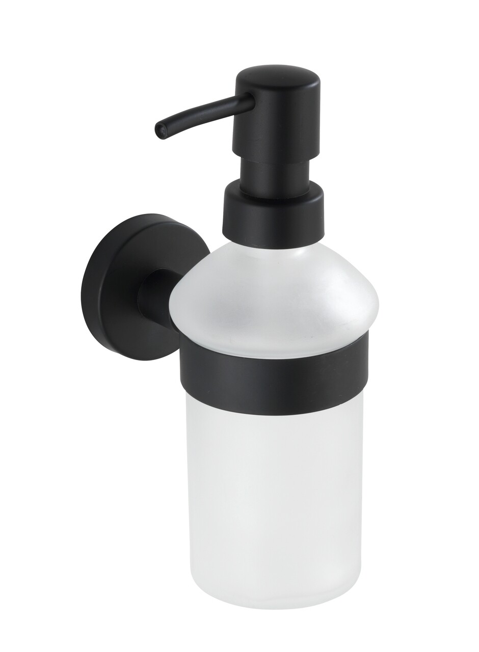 Dozator sapun lichid cu suport de prindere Bosio, Wenko Power-Loc®, 200 ml, inox/sticla, alb/negru - 1 | YEO