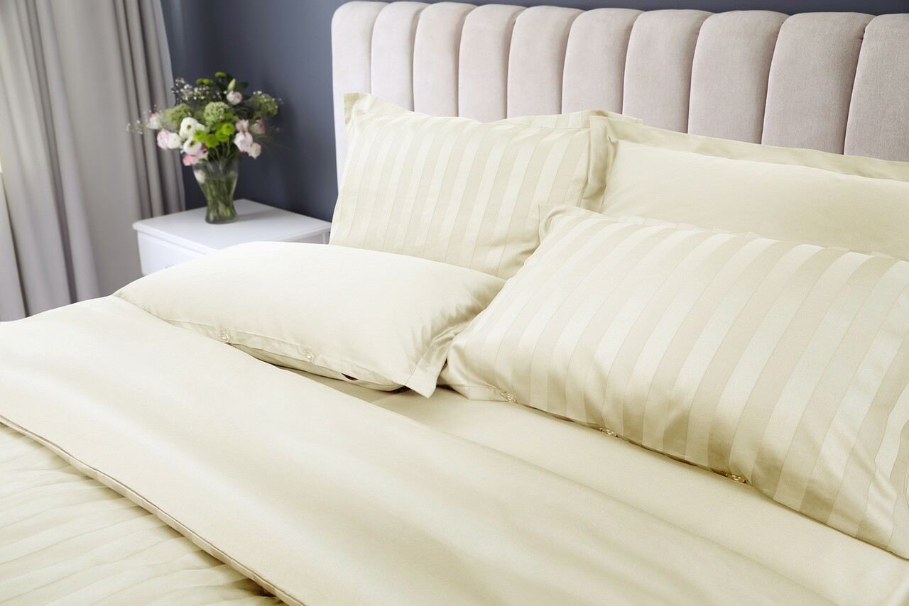 Lenjerie de pat, 2 persoane, 100% Bumbac egiptean, 6 piese, 200x220 cm, Ivory - 1 | YEO