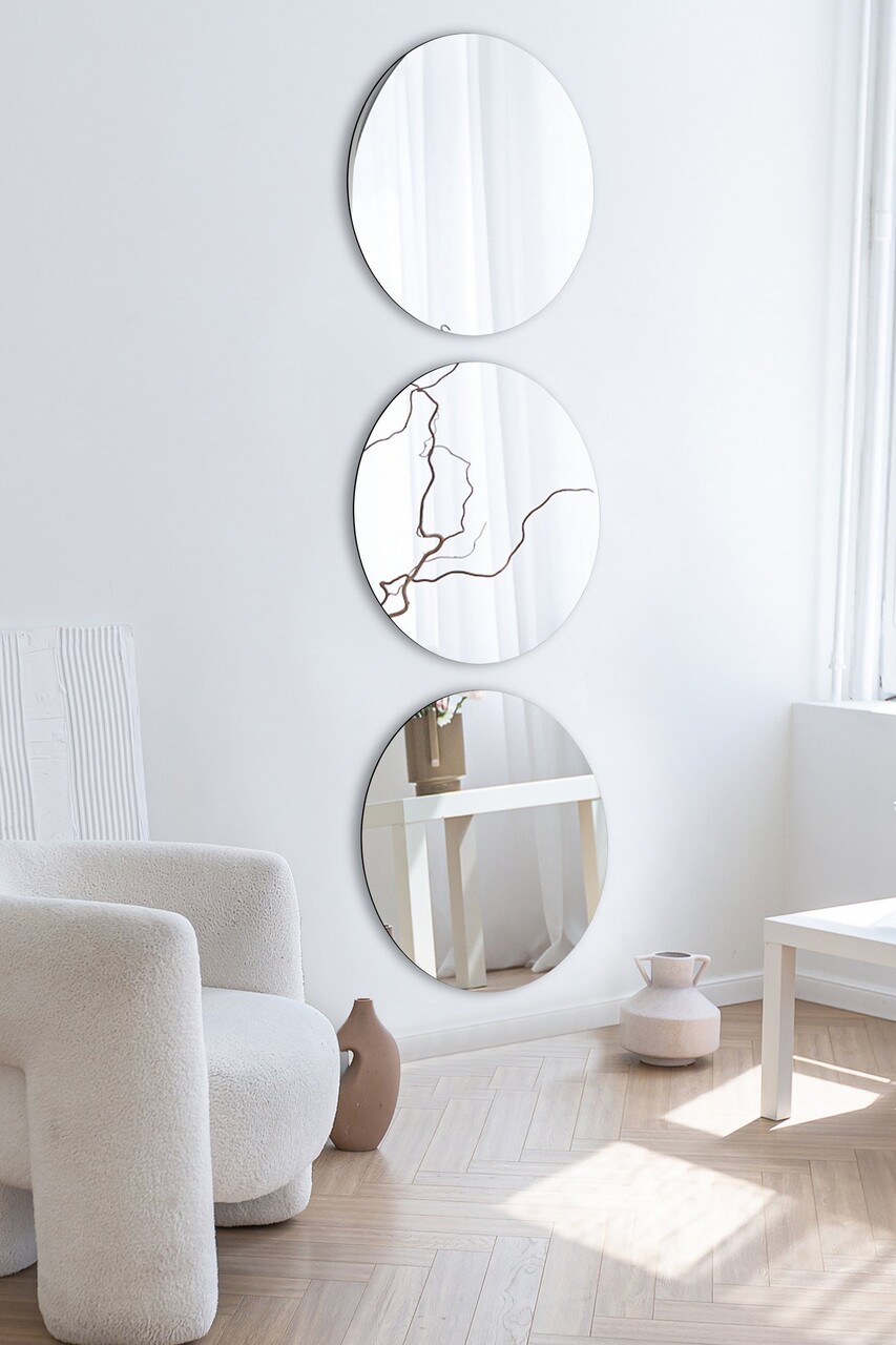 Oglinda decorativa, Mirrorland, Round, Oglindă indestructibilă cu obturator, Argintiu - 1 | YEO