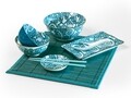 Set pentru sushi, 9 piese, Oriented Sushi Blue Branch, Excelsa, portelan/bambus