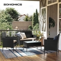Set mobilier pentru gradina/terasa 4 piese, Songmics, otel/polietilena, negru/grej