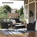 Set mobilier pentru gradina/terasa 4 piese, Songmics, otel/polietilena, negru/grej