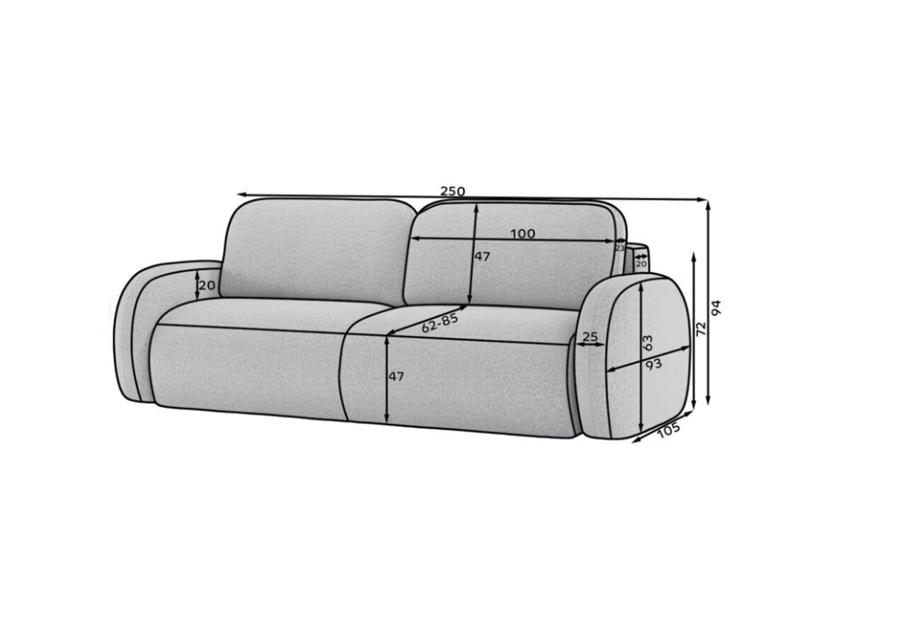 Canapea extensibila 3 locuri ELTAP, Avuela, 250x105x94 cm, lemn/tesatura chenille, maro deschis — imaginea 12