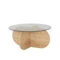Masuta de cafea, Neostill, Bubble, 75x35x75 cm, Sticla temperata , Stejar / Fume