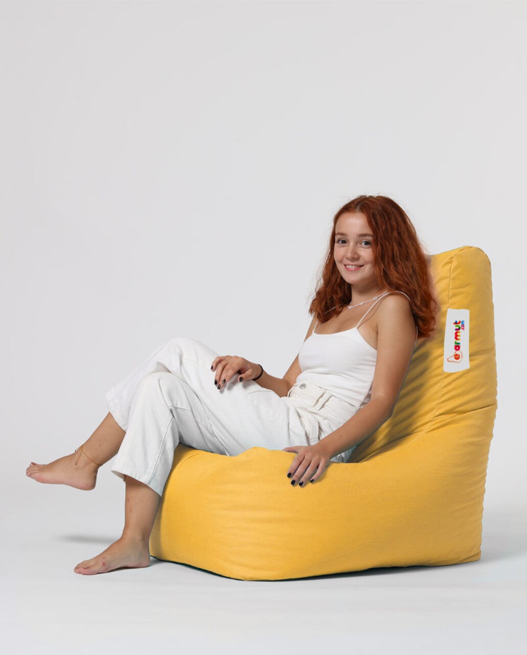 Fotoliu Puf, Bean Bag Ferndale, Diamond, 60 X 90 Cm, Poliester Impermeabil, Galben