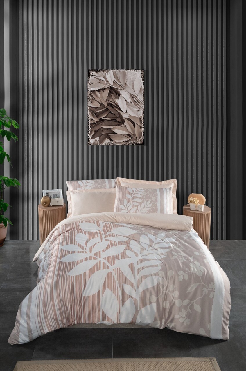 Lenjerie de pat dubla King (EU) (ES) 3 piese L'essentiel Maison 480 Crem/Alb