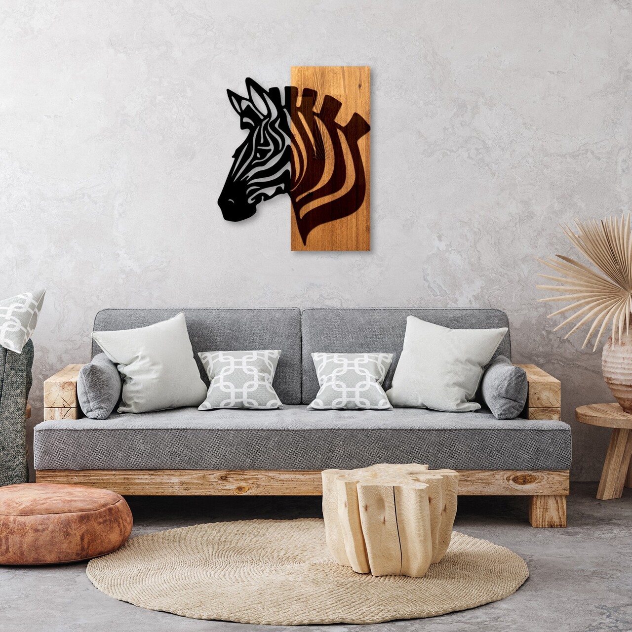 Decoratiune de perete, Zebra v2, Lățime: 48 cm, Nuc / Negru - view 3