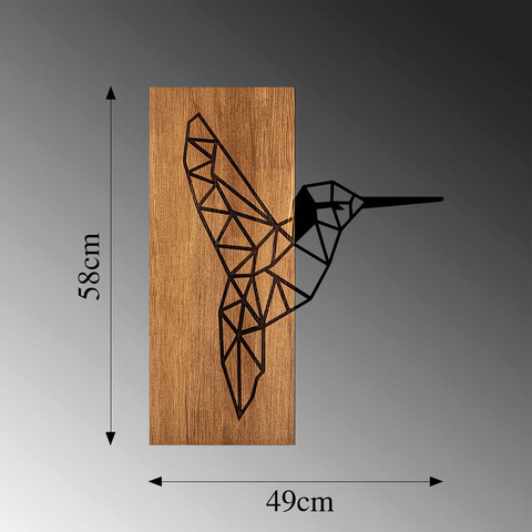 Decoratiune de perete, MA-286, 50% lemn/50% metal, Dimensiune: 58 x 48 cm, Nuc / Negru
