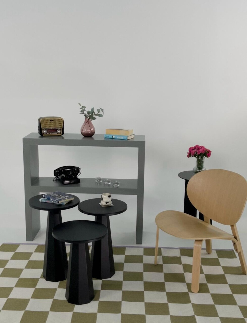 Set masute 2 piese, Rotexa, Lilyum (57 + 52 + 47), Negru - 2 | YEO