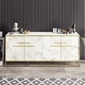 Bufet Polka White, Hadley, 180 x 47.3 x 75 cm, walnut/negru