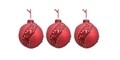 Set 3 globuri Sequins twist decor, Decoris, Ø8 cm, sticla, rosu